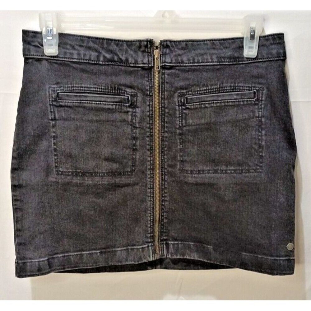 Roxy Black Denim Mini Skirt Full Front Zip Up Women's Size 8
